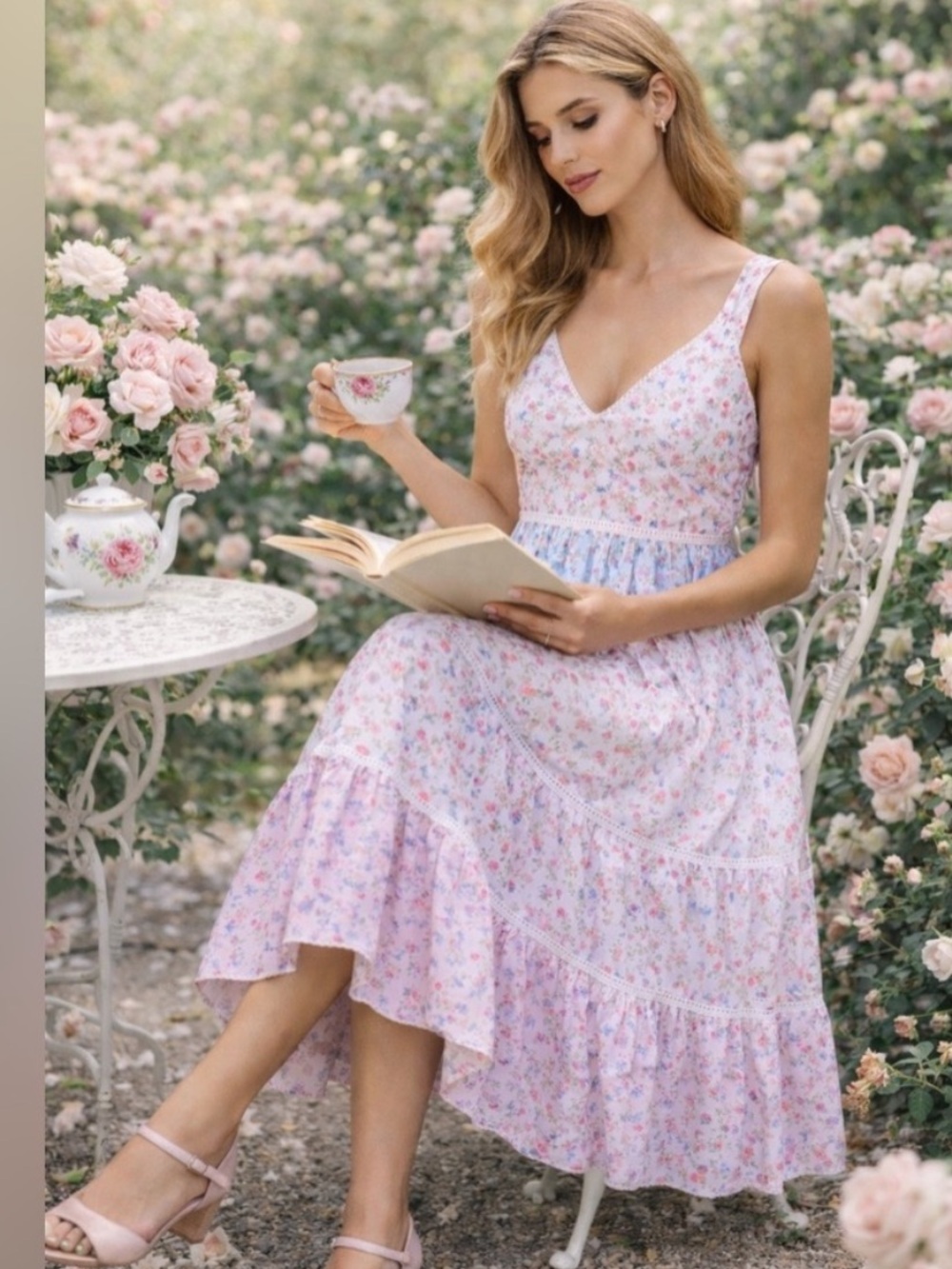 Love Shack Fancy dress boho floral tiered